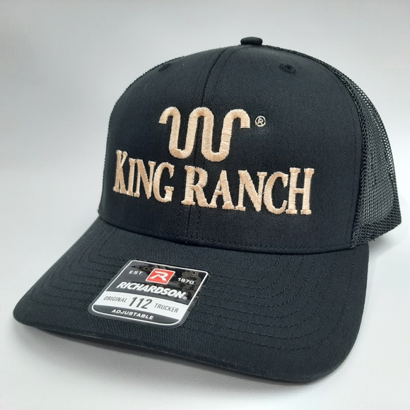 King Ranch Richardson 112 Trucker Mesh Snapback Hat Cap Black Embroidered - Picture 1 of 4